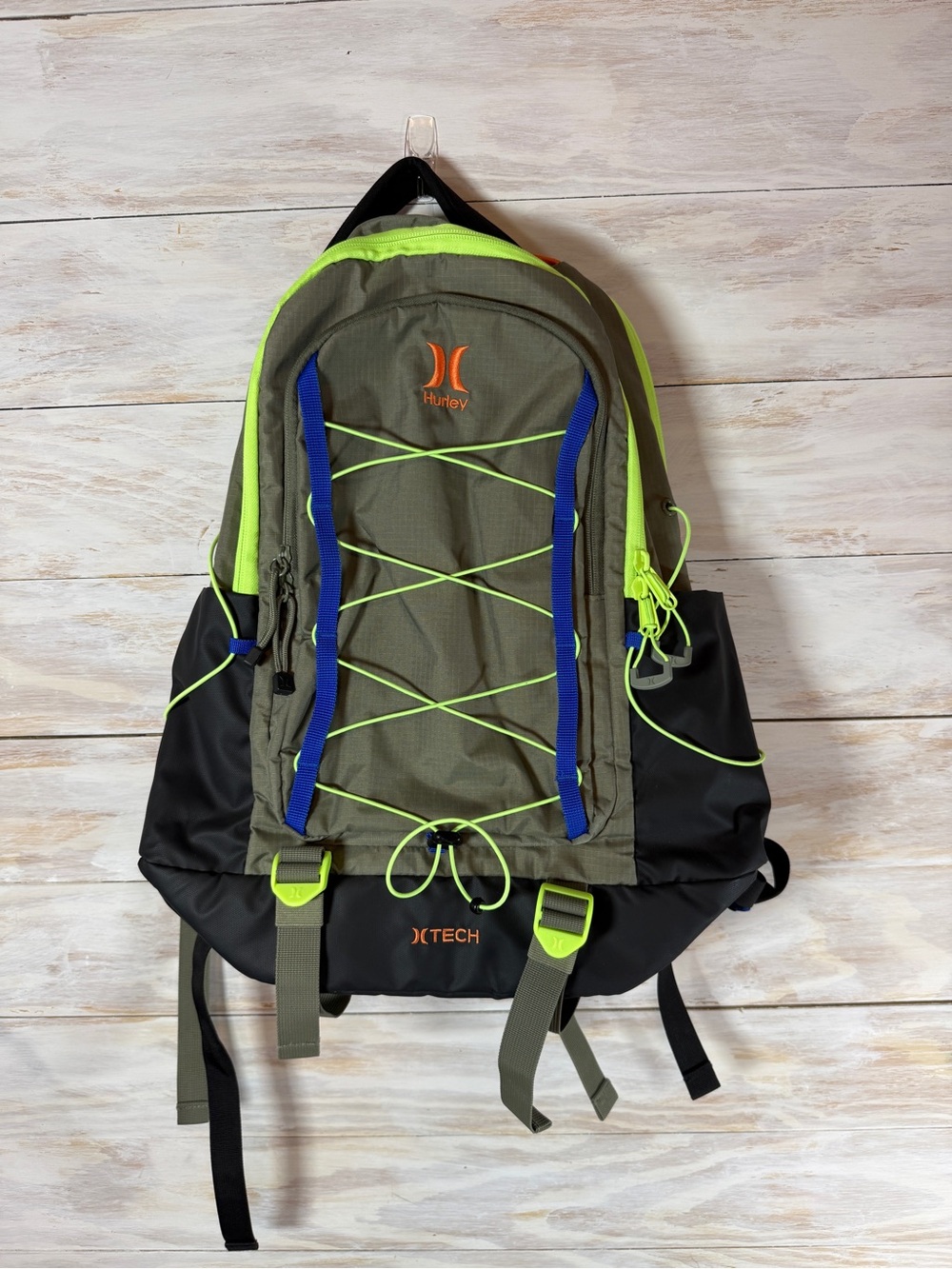Hurley Terrain Backpack Green Black Neon Laptop Pocket 15" Water Resistant New